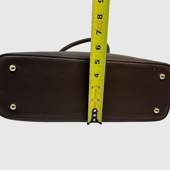 Anne Klein Brown & Beige Geometric Satchel Handbag With Detachable Strap - Picture 4 of 10